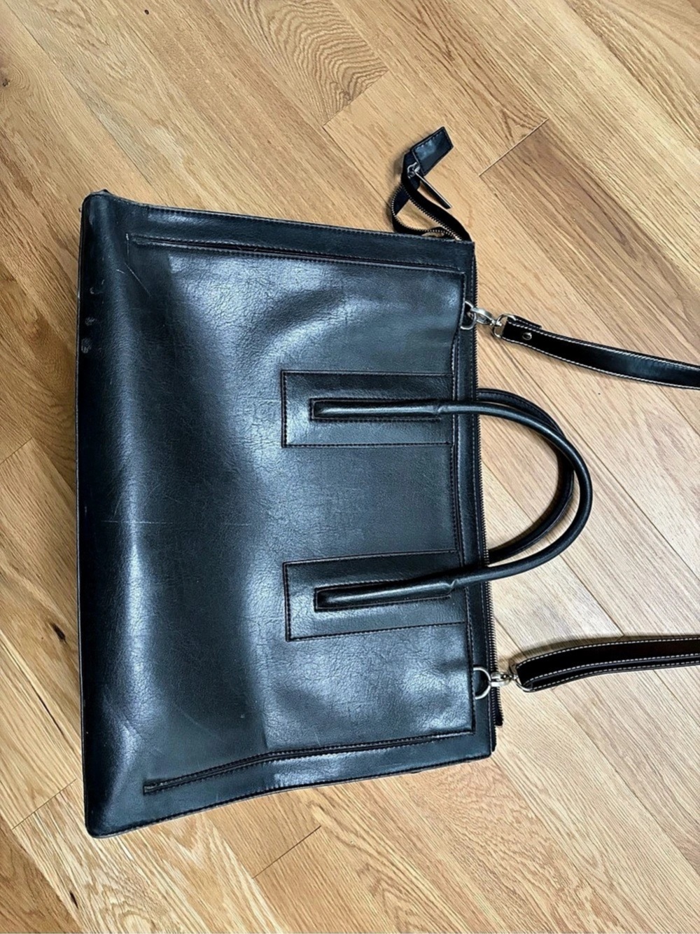 Matt & Nat Black Faux Leather Tote & Laptop Bag
